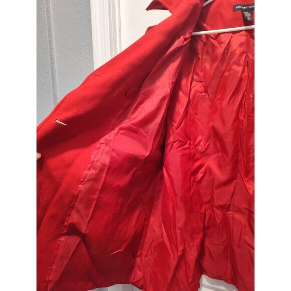 New York & Company Peacoat Womens Size 18 Red Wool Blend Double-Breasted Jacket - Picture 11 of 12